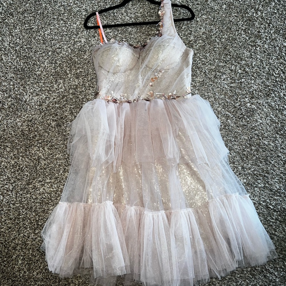 One-Shoulder Dress with Ruffled Skirt
